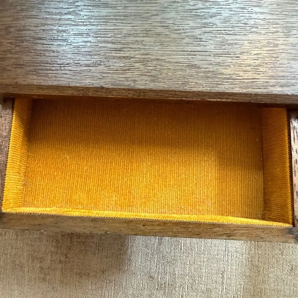 Wooden MUSICAL Jewelry Box MELE Japan Jewel Case 3 Velvet Lined Drawers Vintage